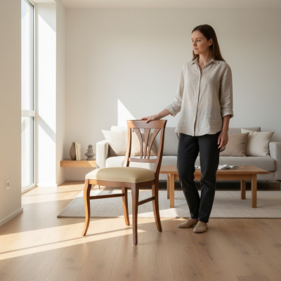 Silla sin reposabrazos Silla de comedor de madera Comedor Marrón Diseño Clásico