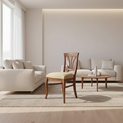 Silla sin reposabrazos Silla de comedor de madera Comedor Marrón Diseño Clásico