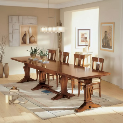 Mesa de comedor de madera, mesa de comedor de diseño de madera de lujo, muebles clásicos nuevos.