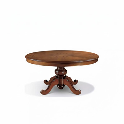 Mesa redonda de comedor marrón clásica de lujo de diseño de mesas de madera nuevas