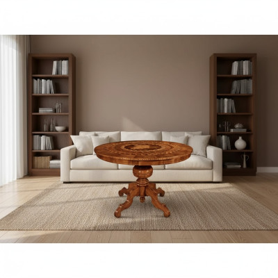Mesa de comedor comedor Marrón Redonda Diseño de mesa clásica Madera Muebles de lujo