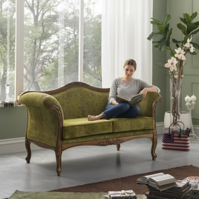 Sofá de 2 plazas Textil madera sofá de tela sofás de diseño de lujo nuevos sofás