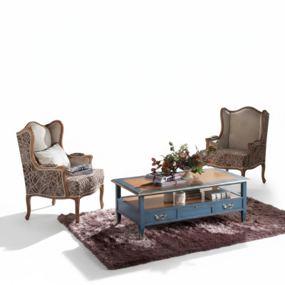 Set de 2 sillones salón mesa sofá lujo mesita auxiliar 3 piezas nuevo