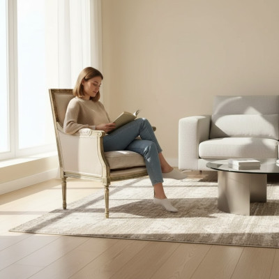Sillón Sofá 1 Plaza Sofá Diseñador Gris Textil Sofás Acolchado Madera Nuevo
