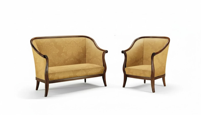 Sofá sofá tapizado clásico de 2 plazas sillón amarillo estilo italiano