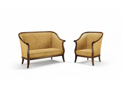 Sofá sofá tapizado clásico de 2 plazas sillón amarillo estilo italiano