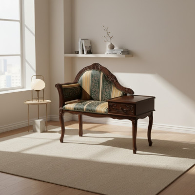 Clásico Banco Marrón Banco de Asientos de Lujo, Asientos de Tela Textil Nuevos
