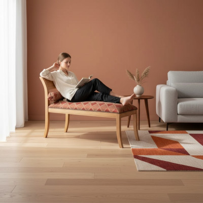 Chaiselongue Clásico Muebles Sala de estar Diseño Sofá Textil Rojo