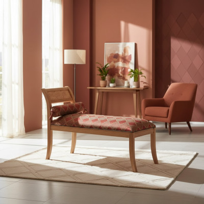 Chaiselongue Clásico Muebles Sala de estar Diseño Sofá Textil Rojo