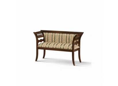 Banqueta tapizada diseñador sala de estar beige, mobiliario clásico de asiento nuevo de lujo.