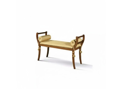 Banqueta clásica de banco, asiento nuevo, muebles tapizados de tela.