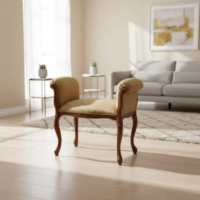 Banco de instalación, banco de asiento beige, banco de diseñadores, asientos tapizados, bancos.