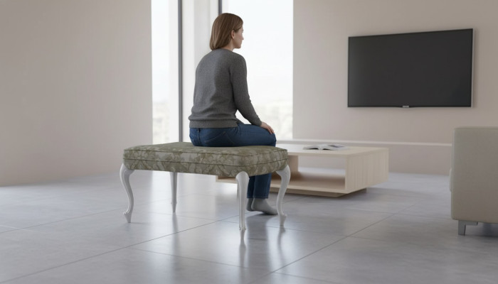 Diseño Taburete Banco Lujo Puf Muebles Reposapiés Reposapiés Gris Nuevo