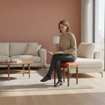 Taburete Sillón Diseño Tapizado Reposapiés Clásico Textil Nuevo Otomano