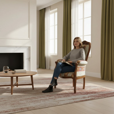Sofá de 1 plaza de tela para sala de estar de lujo, mueble individual.