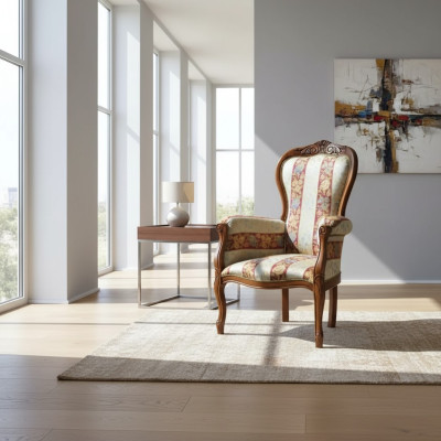 Sofá de 1 plaza de tela para sala de estar de lujo, mueble individual.