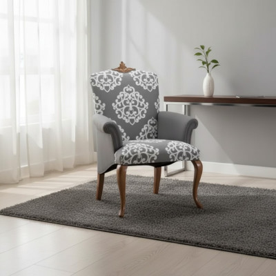Silla de salón Diseño Mueble elegante Gris Clásico 1 plaza Lujo