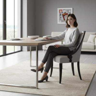 Silla Muebles de lujo Sala de estar Comedor Muebles de madera Gris Sillón Nuevo