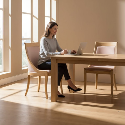 Silla de comedor de lujo, tela de alta calidad, diseño de madera maciza, silla tapizada clásica.
