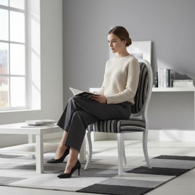 Silla Sillón Macizo Clásico Madera Textil Butaca Salón Tapizada Nuevo