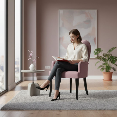 Silla con reposabrazos Sillón Acolchado Madera maciza Textil Madera Sillón Nuevo