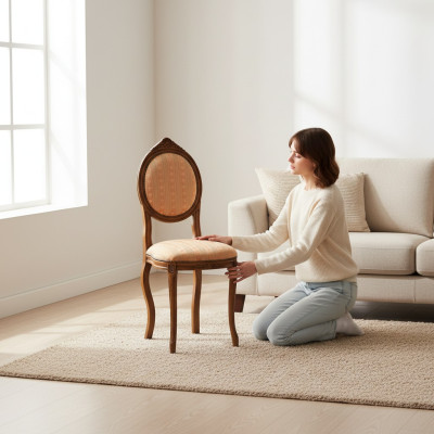 Silla sin reposabrazos, silla de comedor de madera y tela, diseño de sillón de comedor.