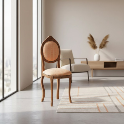 Silla sin reposabrazos, silla de comedor de madera y tela, diseño de sillón de comedor.