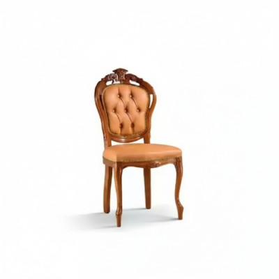 Silla de lujo marrón para comedor, diseño de muebles de madera, silla sin reposabrazos.
