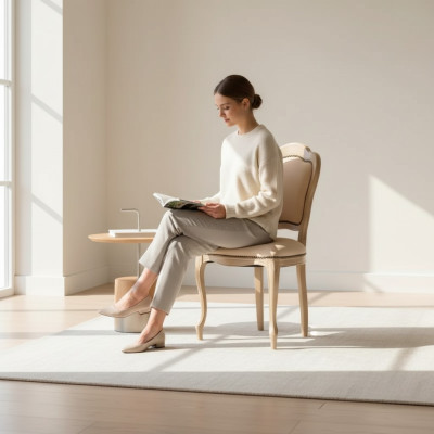 Sillas de comedor Silla de respaldo Silla tapizada sin reposabrazos Sillón de lujo Nuevo