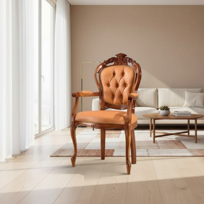 Silla de comedor de lujo de madera de diseño clásico de un asiento de Italia.