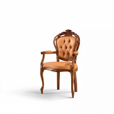 Silla de comedor de lujo de madera de diseño clásico de un asiento de Italia.