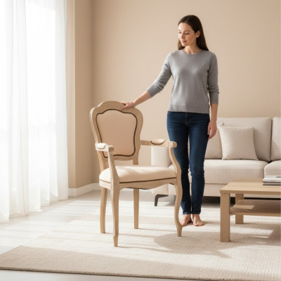Silla de comedor de madera Silla de lujo Sillas de salón Muebles Sillón Nuevo