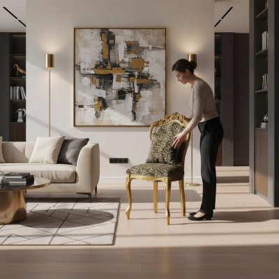 Silla de comedor de lujo estilo Art déco, diseño de sillas de madera, muebles italianos.