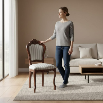 Silla de madera Muebles italianos Sillas de comedor Diseño de lujo Sillón