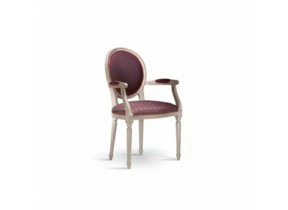 Silla de lujo de madera de un asiento con reposabrazos, diseño italiano para comedor.