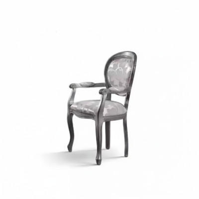 Silla de comedor Silla de comedor de lujo Asientos de madera Tela Plateado