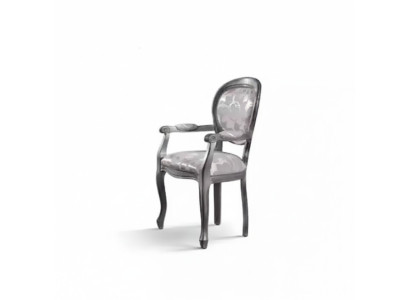 Silla de comedor Silla de comedor de lujo Asientos de madera Tela Plateado