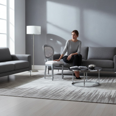 Silla clásica de lujo de comedor de madera gris con respaldo de silla de madera.