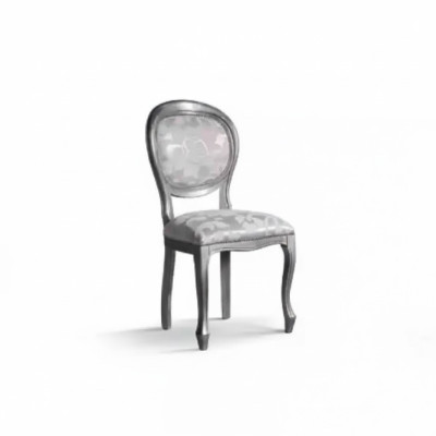 Silla clásica de lujo de comedor de madera gris con respaldo de silla de madera.