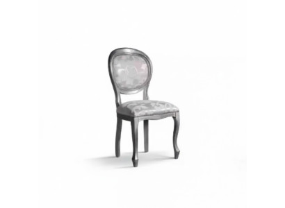 Silla clásica de lujo de comedor de madera gris con respaldo de silla de madera.