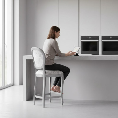 Clásica silla gris, taburete de bar diseñador, silla de madera de lujo, muebles nuevos