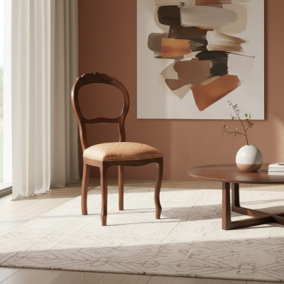 Silla de madera clásica de lujo con diseño de silla respaldo de madera para comedor.