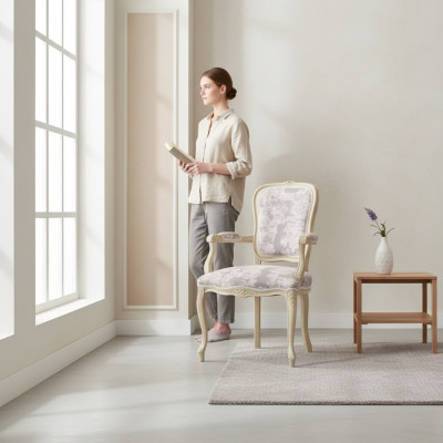Silla tapizada con apoyabrazos, silla de lujo para sala de estar comedor sillón