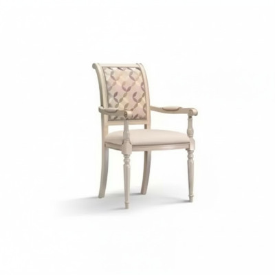 Comedor Sillas de madera Tapizado con apoyabrazos Beige Diseño de silla Sillón