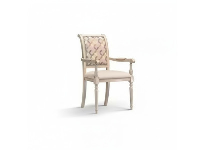 Comedor Sillas de madera Tapizado con apoyabrazos Beige Diseño de silla Sillón