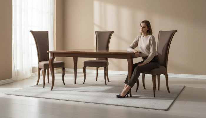 Silla clásica diseñador tapizada textil de lujo, silla de comedor nueva.