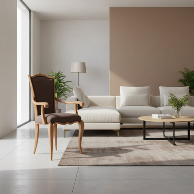 Lujo Nuevo Silla Silla Sillas Silla de comedor Diseño Silla tapizada Marrón