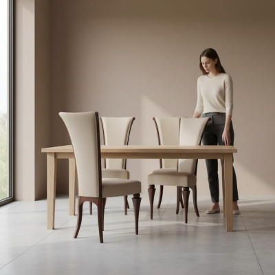 Silla gris de lujo para comedor, tapizada con elegantes sillas clásicas nuevas.