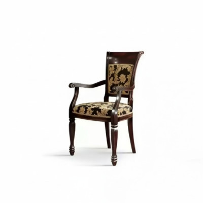 Silla marrón diseño sala de estar comedor madera tapizada con reposabrazos Nuevo
