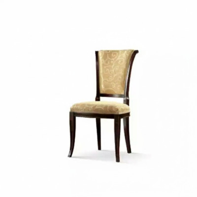 Diseño de lujo de silla tapizada sin reposabrazos en beige para comedor.